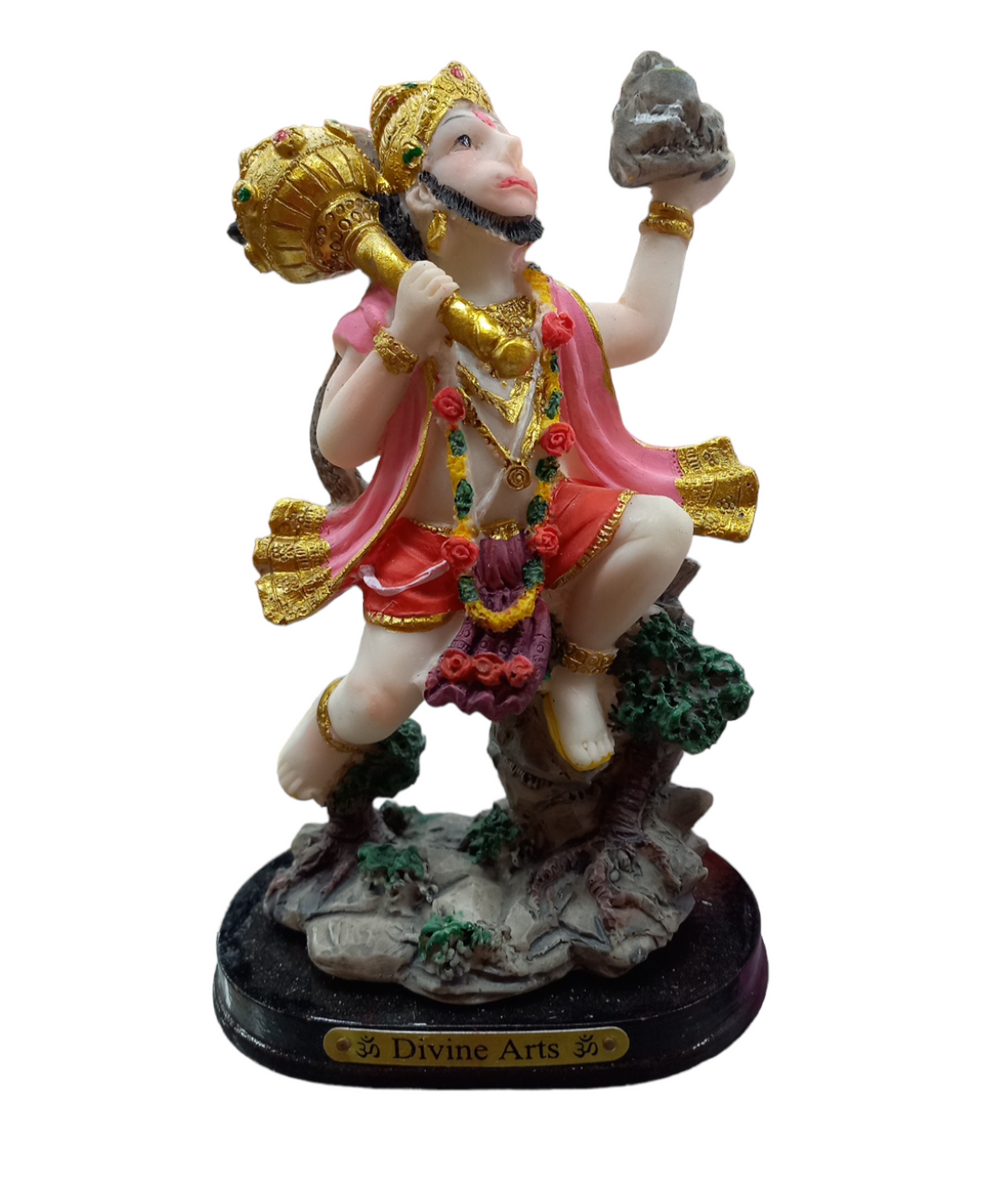 Hanuman Lifting Sanjivani Mountain Resin Statue – India Sajawat & Puja Hut