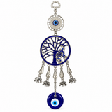 Blue Evil Eye Tree of Life Wall Hanging with Elephant Charms