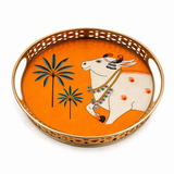 Decorative Thali with Sacred Cow & Palm Trees