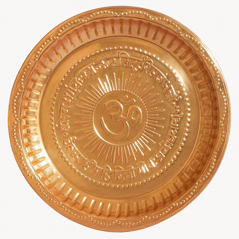 Pure Copper Thali With Om Symbol