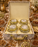 Dry Fruit Gift Box with Clasp & Handle (4 Glass Jars)