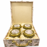 Dry Fruit Gift Box with Clasp & Handle (4 Glass Jars)