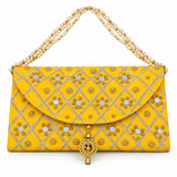 Yellow Mirror Work Clutch for Mehndi / Sangeet / Haldi Ceremony