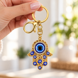 Gold Hamsa Evil Eye Keychain
