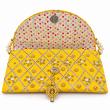 Yellow Mirror Work Clutch for Mehndi / Sangeet / Haldi Ceremony