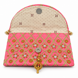 Pink Mirror Work Clutch for Mehndi / Sangeet / Haldi Ceremony