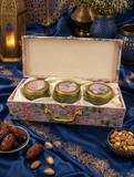 Dry Fruit Gift Box with Clasp & Handle (3 Glass Jars)