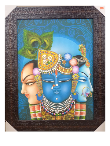 Shrinathji with Mahaparabhuji and Yamunaji Face Portrait Painting