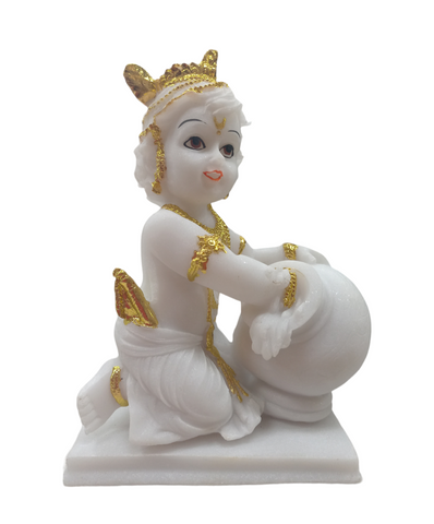 Makhan Chor Krishna Statue with Matki