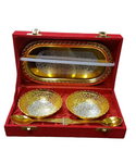 German Silver - Silver Gold Plated Bowl & Spoon Set