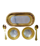 German Silver - Silver Gold Plated Bowl & Spoon Set