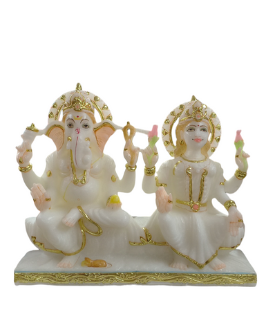 Makrana Marble Statue - Lakshmi Ma & Ganeshji