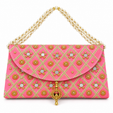Pink Mirror Work Clutch for Mehndi / Sangeet / Haldi Ceremony