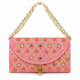 Pink Mirror Work Clutch for Mehndi / Sangeet / Haldi Ceremony