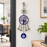 Blue Evil Eye Tree of Life Wall Hanging with Elephant Charms