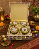 Dry Fruit Gift Box with Clasp & Handle (4 Glass Jars)