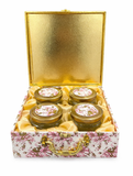 Dry Fruit Gift Box with Clasp & Handle (4 Glass Jars)