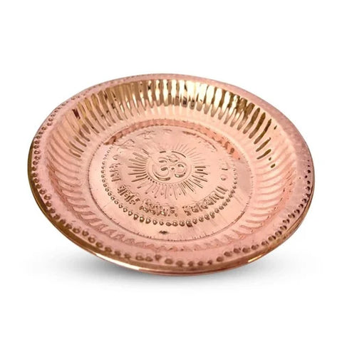 Pure Copper Puja Thali with Om Design