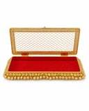 Gold Mesh Shagun Cash Gift Box with Red Velvet Interior