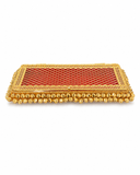 Gold Mesh Shagun Cash Gift Box with Red Velvet Interior