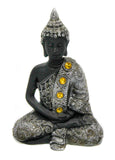 Meditating Buddha - Black & Silver