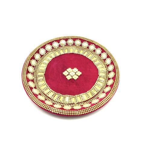 Klassic Puja Thali - Gold, Brass, 10 cm, Medium, With Flower Engraved  Design, For Home, Office Decoration, Gifting, 1 pc
