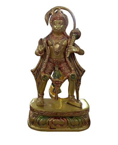 Hanuman Standing Coloured Brass Statue