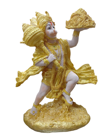 Hanuman Holding Sanjivani Mountain Resin Statue